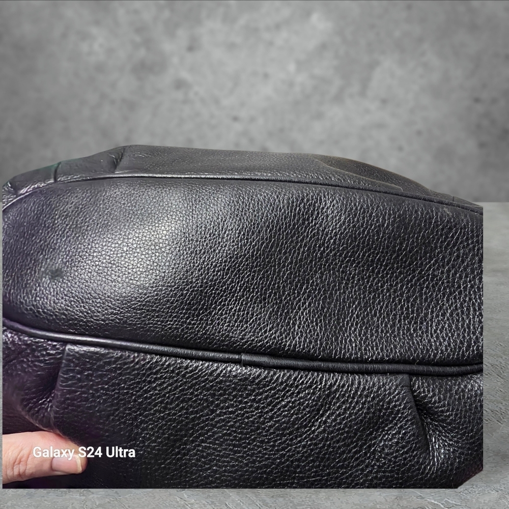 Michael Kors East West Black Pebbled Leather Bucket Bag Round Handles Large - Picture 15 of 16